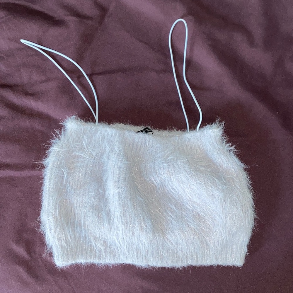 Zara Spaghetti Strap Fuzzy Tank